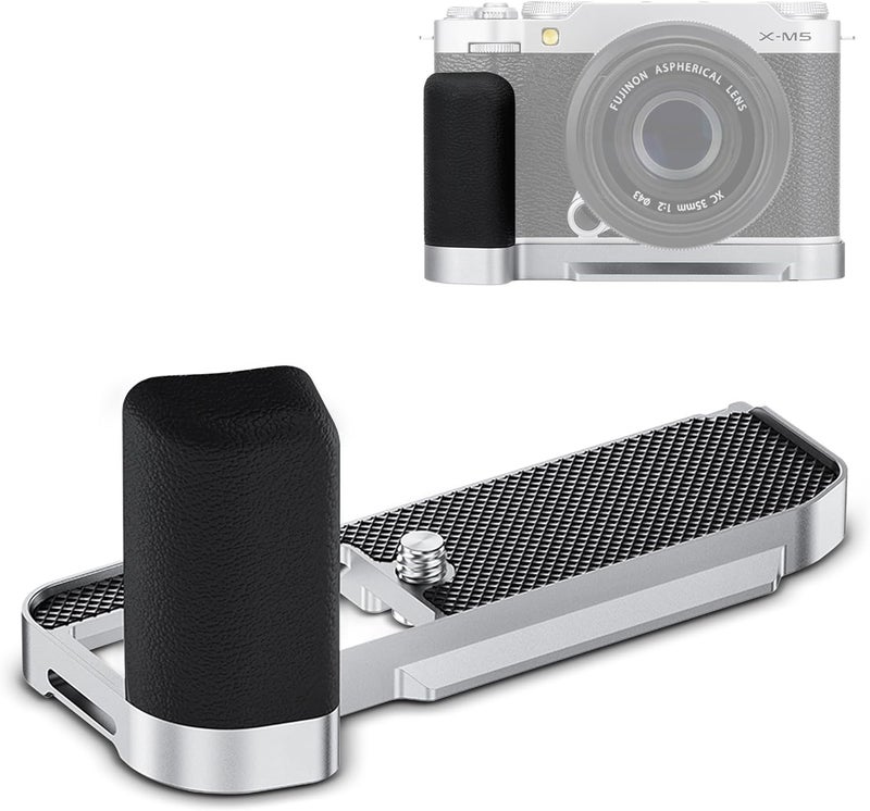 JJC X-M5 XM5 Handgrip, L-Shape Bracket Handle for Fujifilm Fuji X-M5 XM5 Camera, with Built-in Arca Quick Release Plate & Battery Compartment Opening, XM-5 Hand Grip Holder Anti-Slip Microfiber Pad Design - Image 1